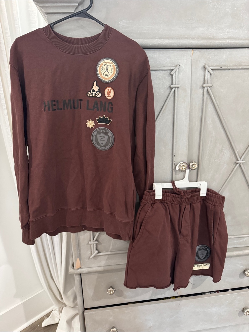 Men Helmut Lang Brown Patch Logo Set